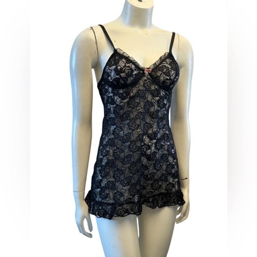 Elegant Black Lace Chemise Lingerie Slip